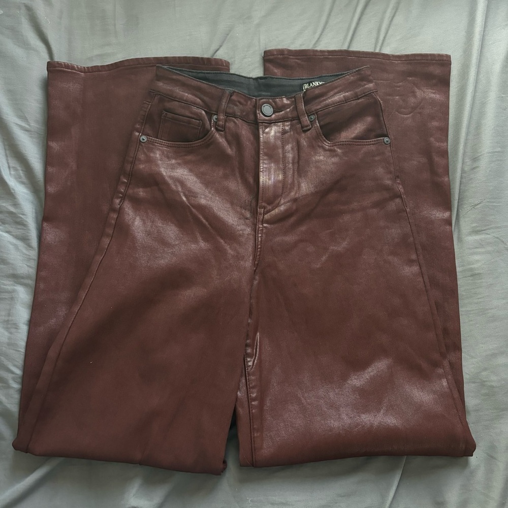 Blank NYC Maroon/Brown Coated Straight Leg Jeans